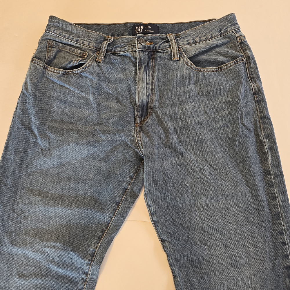 GAP Men's 34x34 Relaxed Straight Jeans in Classic Blue Casual Denim - Picture 5 of 6